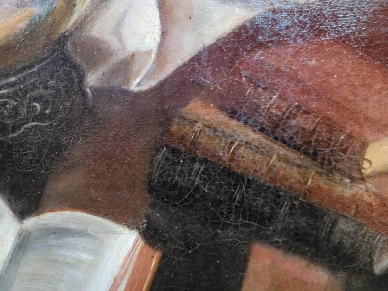 Natura morta con vaso cinese e libri, olio su tela, fine '800 9