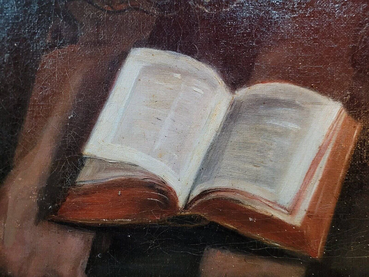 Natura morta con vaso cinese e libri, olio su tela, fine '800 10