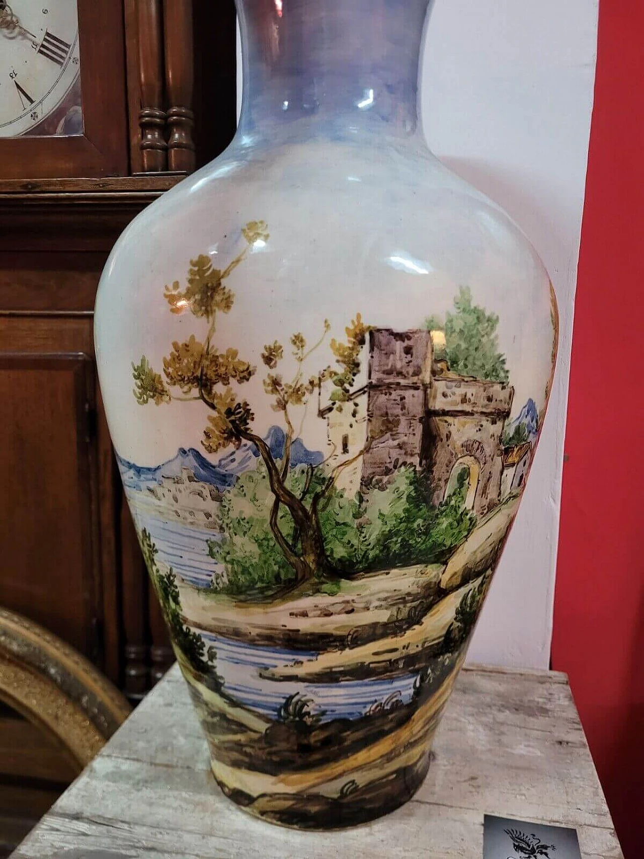 Majolica vase decorated with classical scene, late 19th century 4