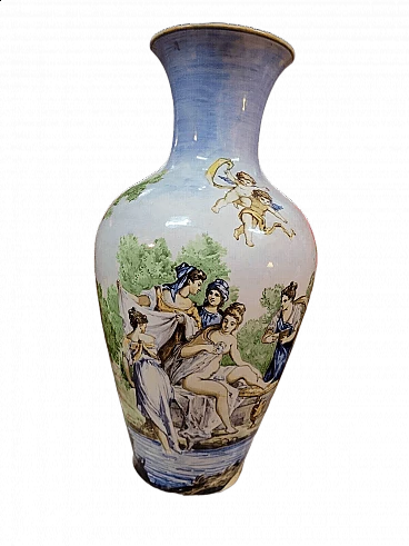 Majolica vase decorated with classical scene, late 19th century