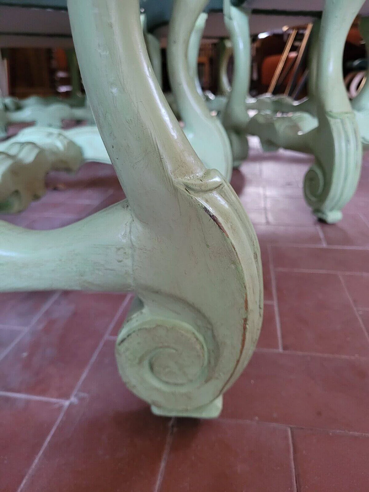 6 Sedie laccate verdi in stile settecentesco, inizio '900 7