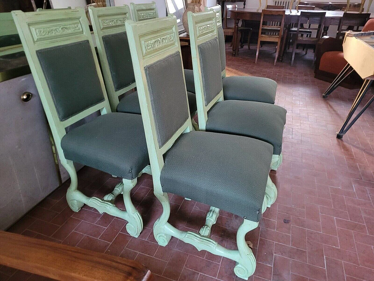 6 Green lacquered chairs in 18th-century style, early 20th century 16