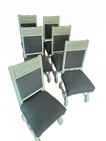 6 Sedie laccate verdi in stile settecentesco, inizio '900