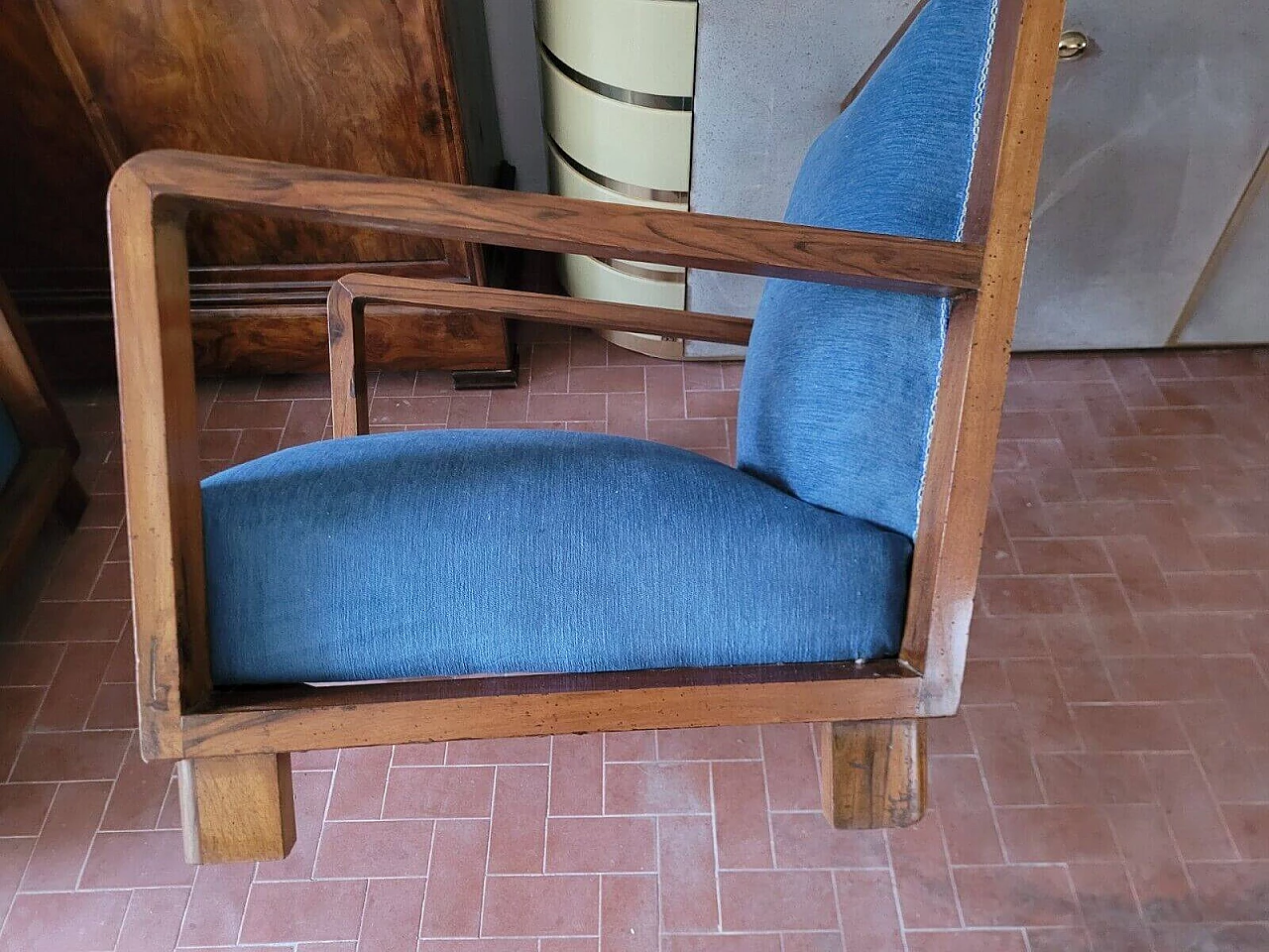 Pair of Art Deco walnut armchairs, 1930s 8
