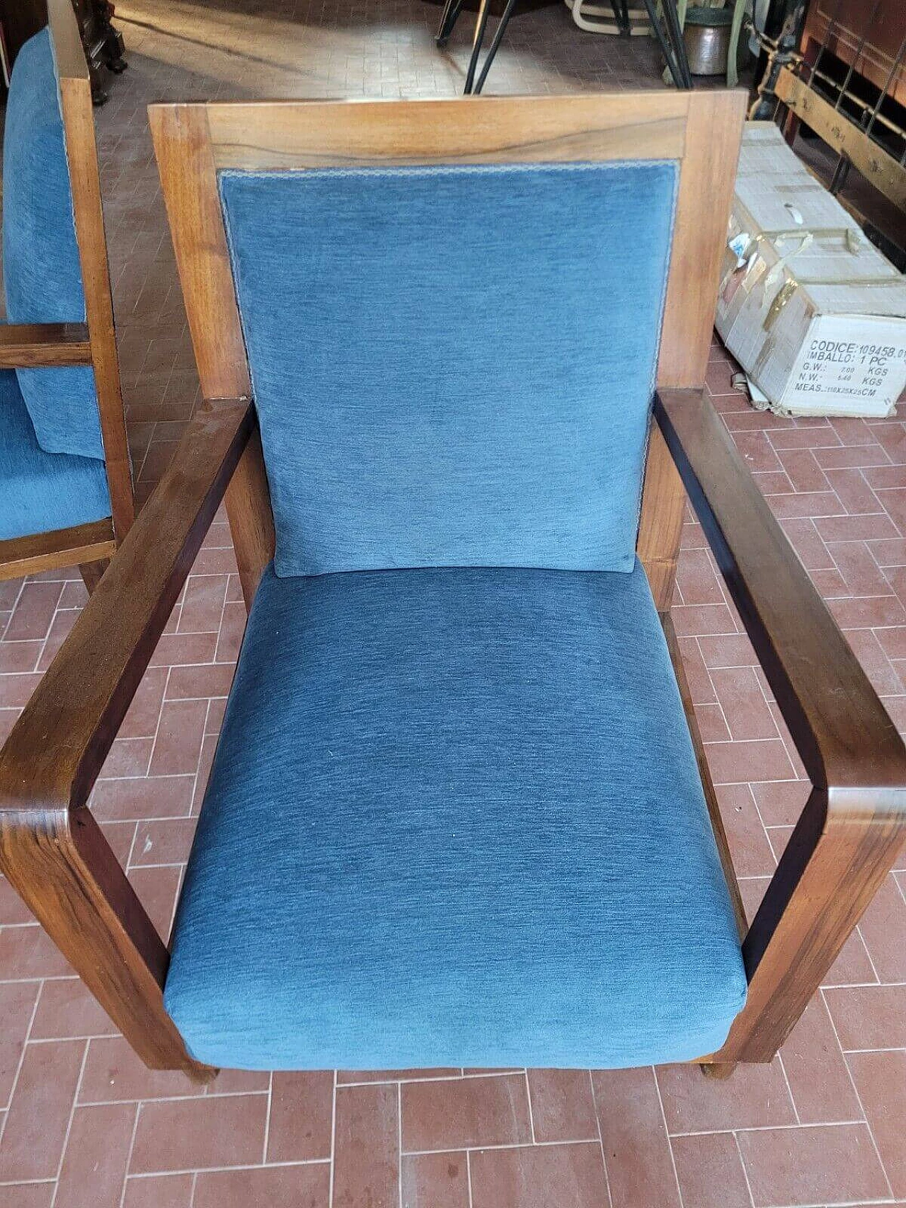 Pair of Art Deco walnut armchairs, 1930s 10