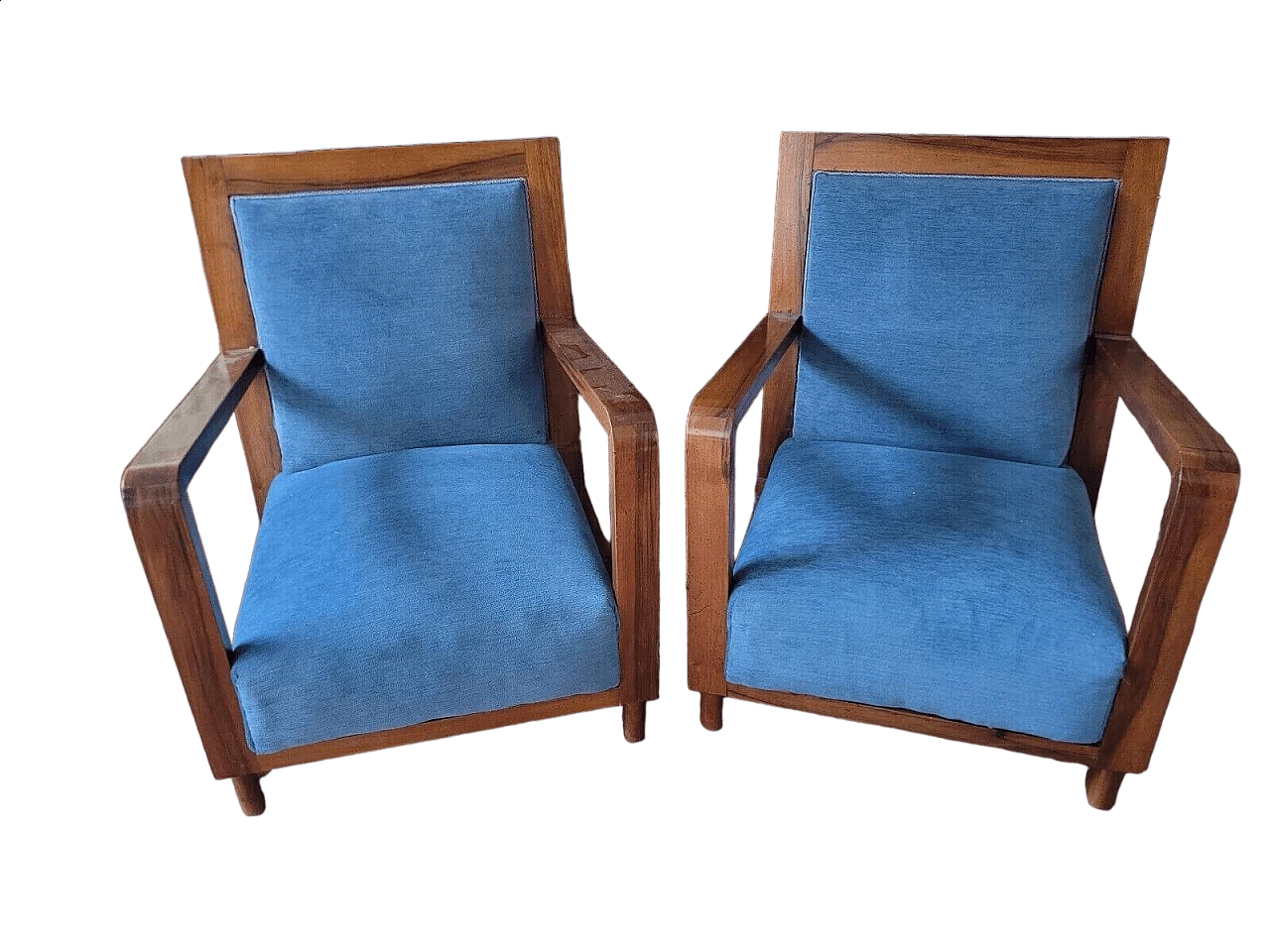 Pair of Art Deco walnut armchairs, 1930s 12