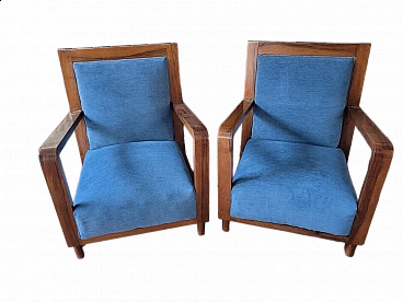 Pair of Art Deco walnut armchairs, 1930s