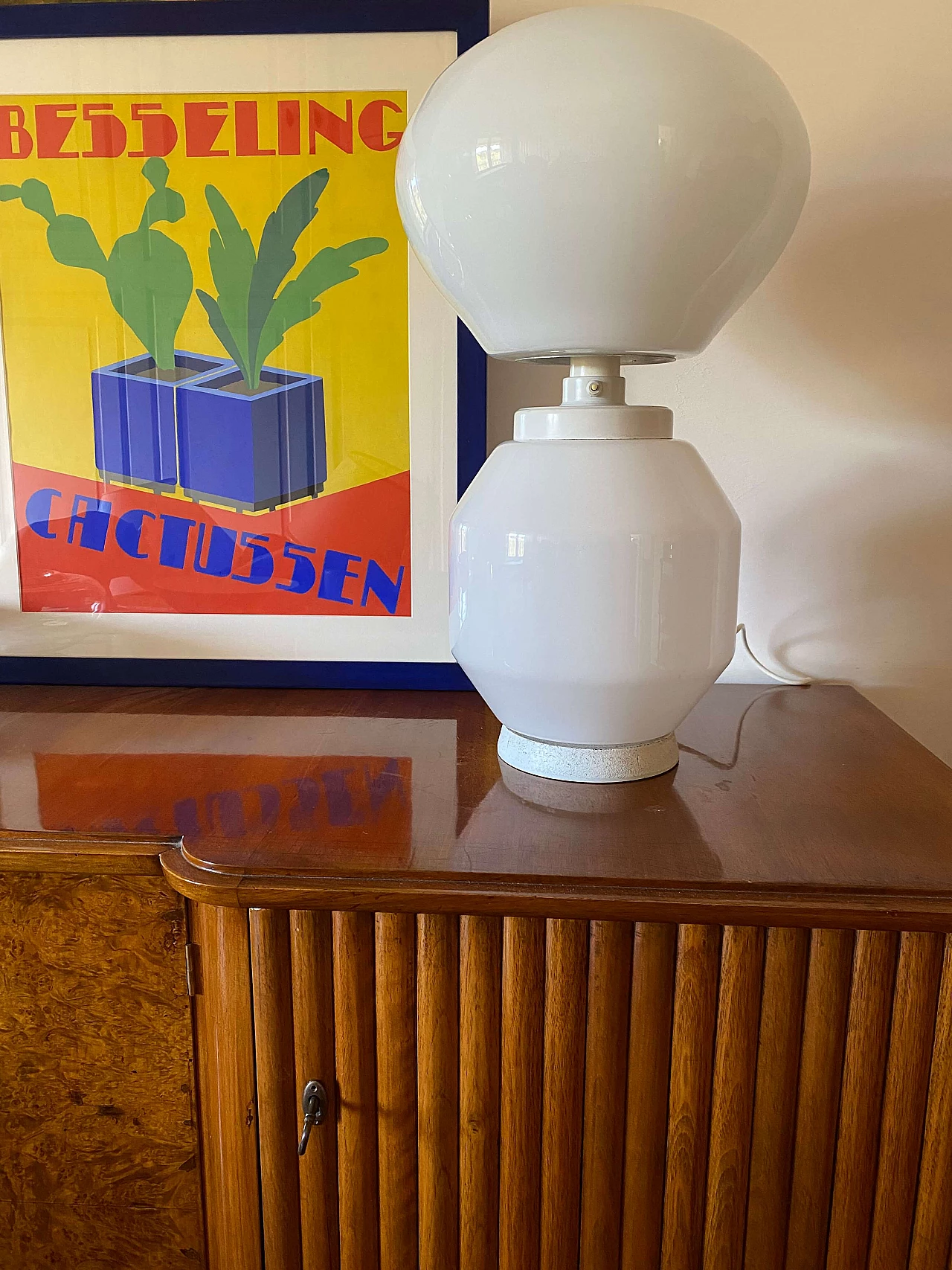 Space Age glass and aluminum table lamp by Faver, 1970s 2