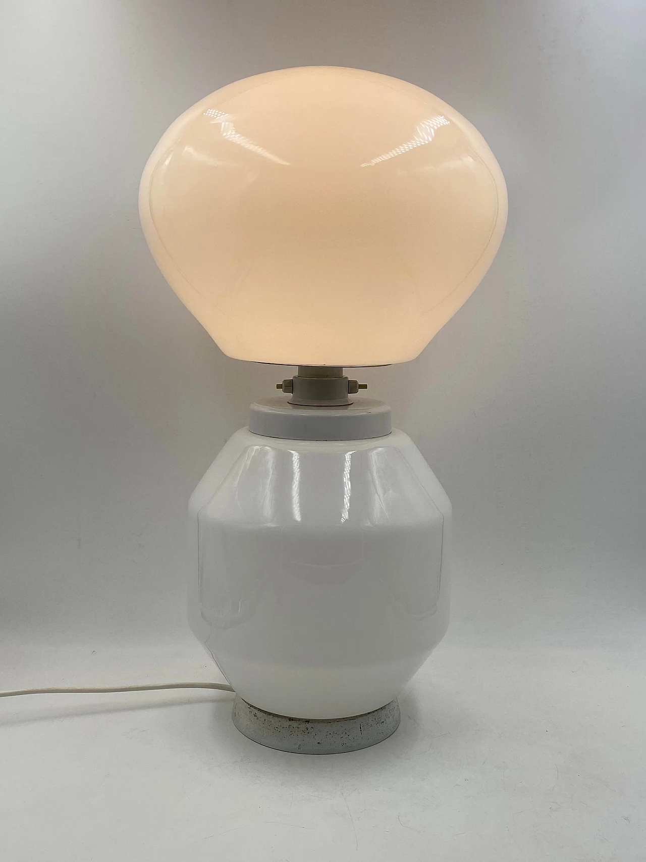 Space Age glass and aluminum table lamp by Faver, 1970s 10