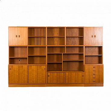 Danish modular teak bookcase attributed to Feldballes, 1970s