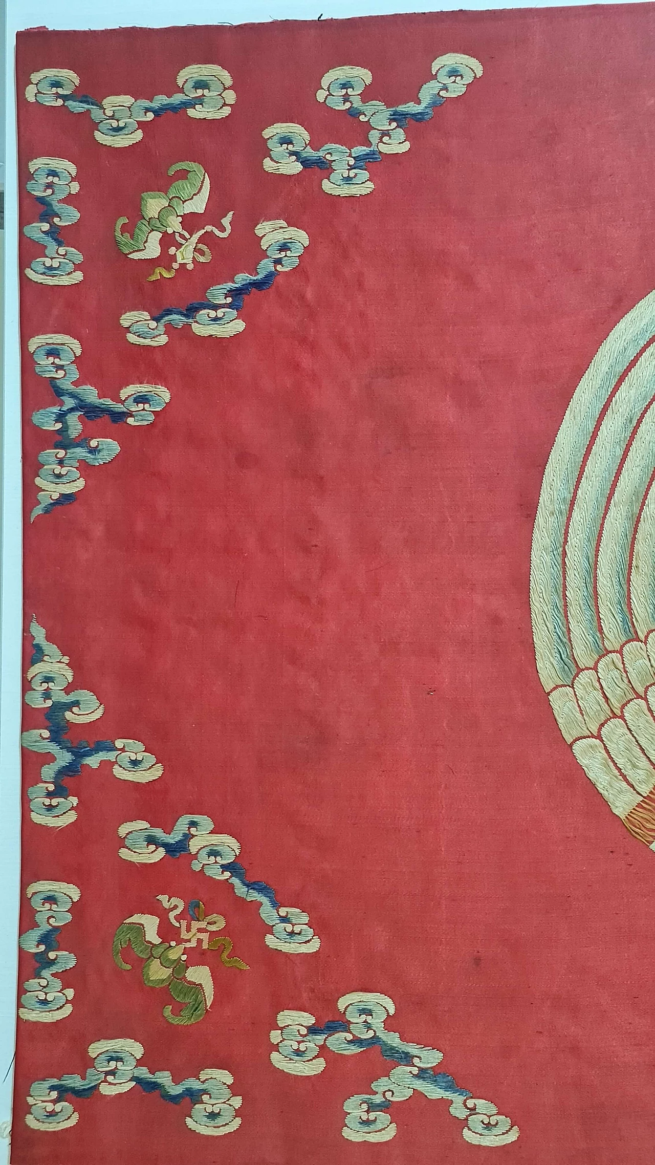 Chinese embroidered silk satin fabric, 19th century 4