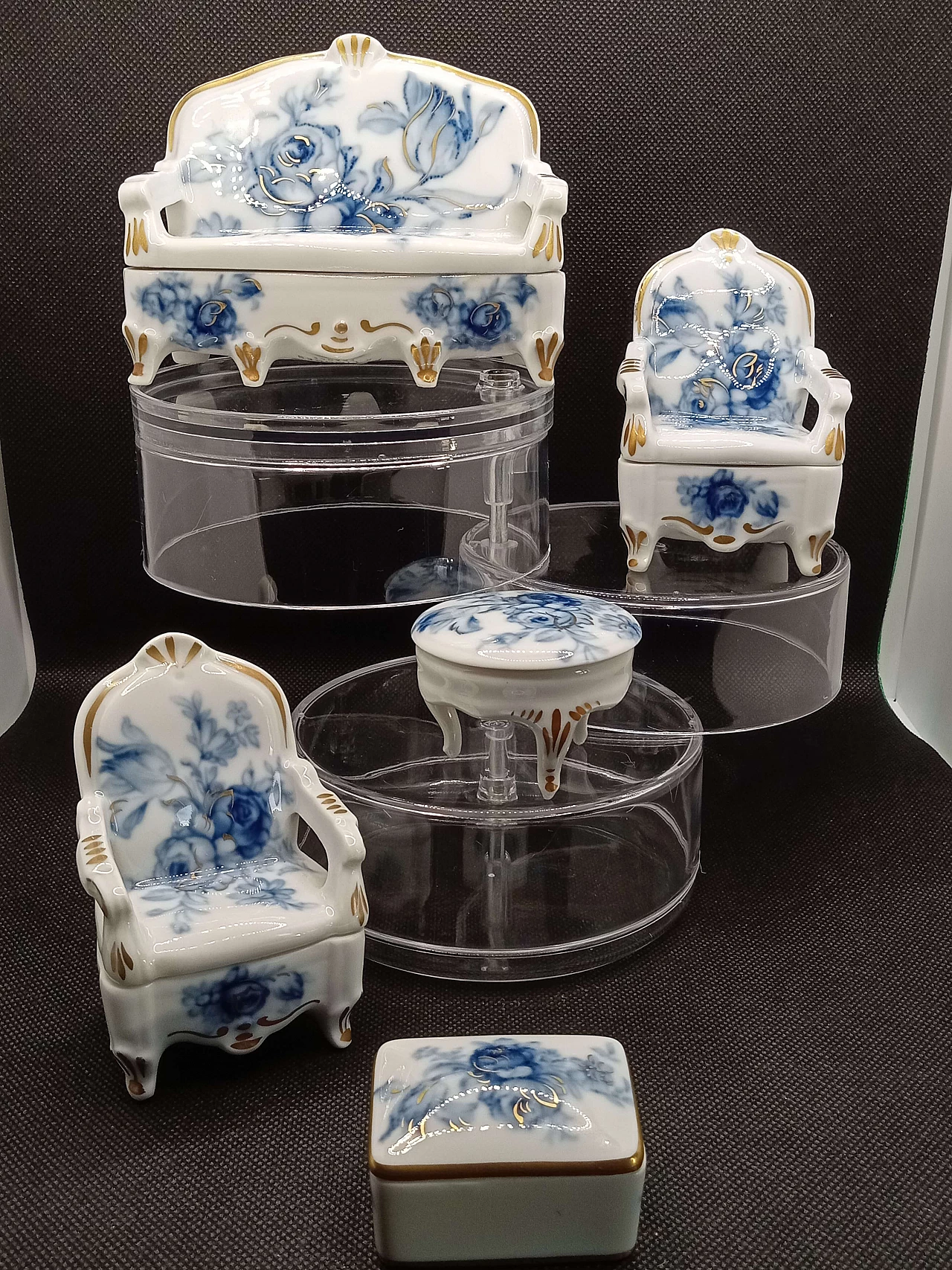 5 Living room boxes in Limoges porcelain by Le Roy, 1960s 1