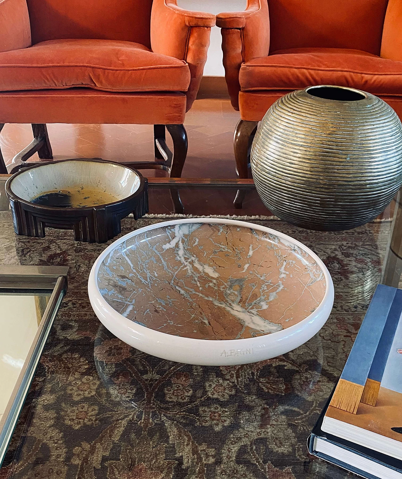 Marbled ceramic centerpiece by Alvino Bagni, 1970s 2