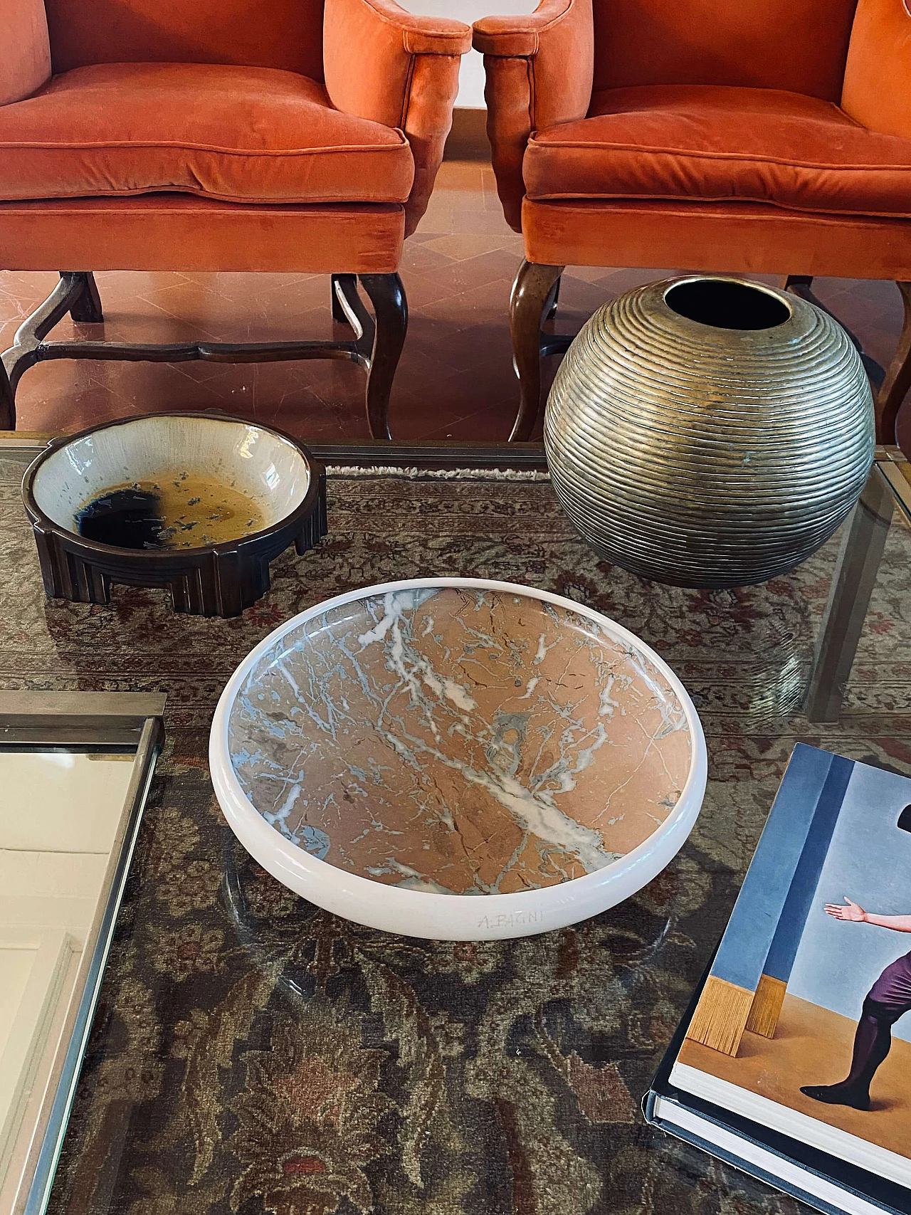 Marbled ceramic centerpiece by Alvino Bagni, 1970s 3