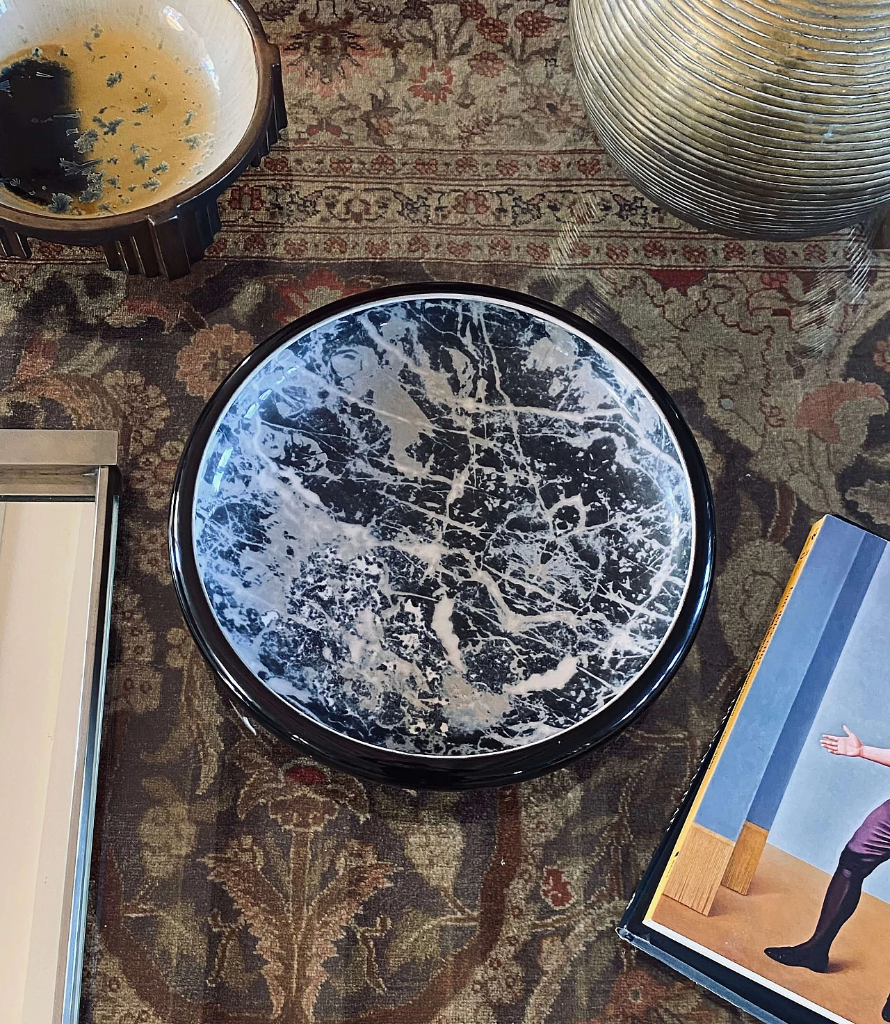 Vide poche in ceramica marmorizzata nera di Alvino Bagni, anni '70 4