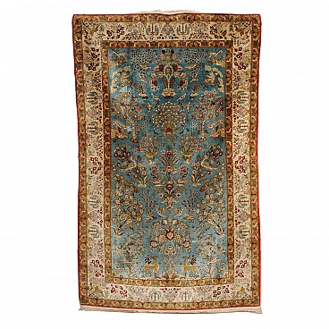 Iranian Kum silk rug, 1900s