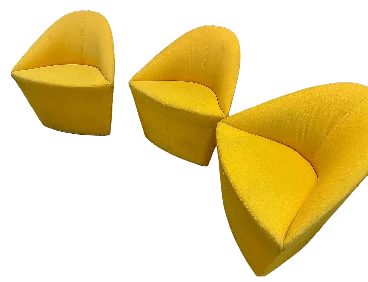3 Colina M armchairs in yellow fabric by Studio Lam for Arper, 2000s 8