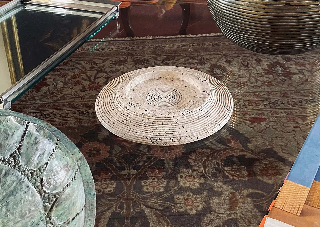 Grooved travertine ashtray by Cerri Nestore, 1970s 2