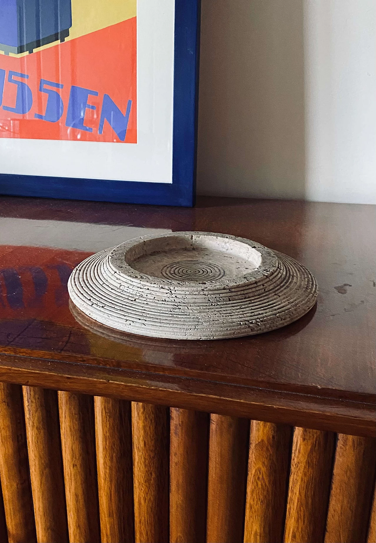 Grooved travertine ashtray by Cerri Nestore, 1970s 3