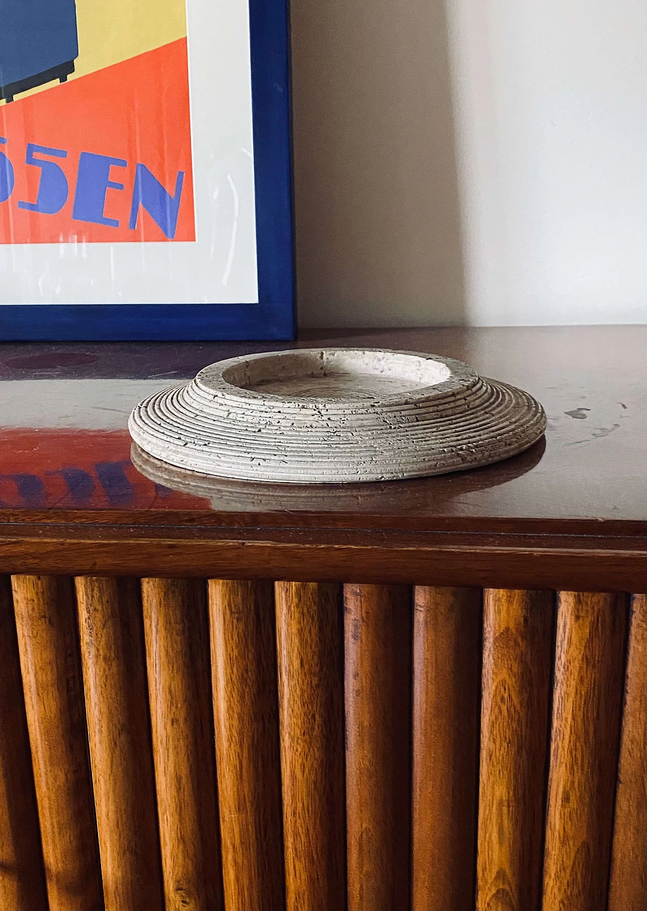Grooved travertine ashtray by Cerri Nestore, 1970s 4