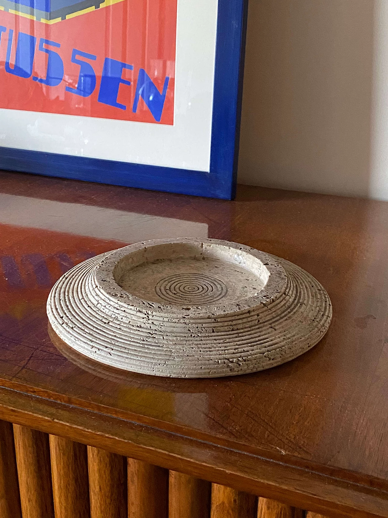 Grooved travertine ashtray by Cerri Nestore, 1970s 5