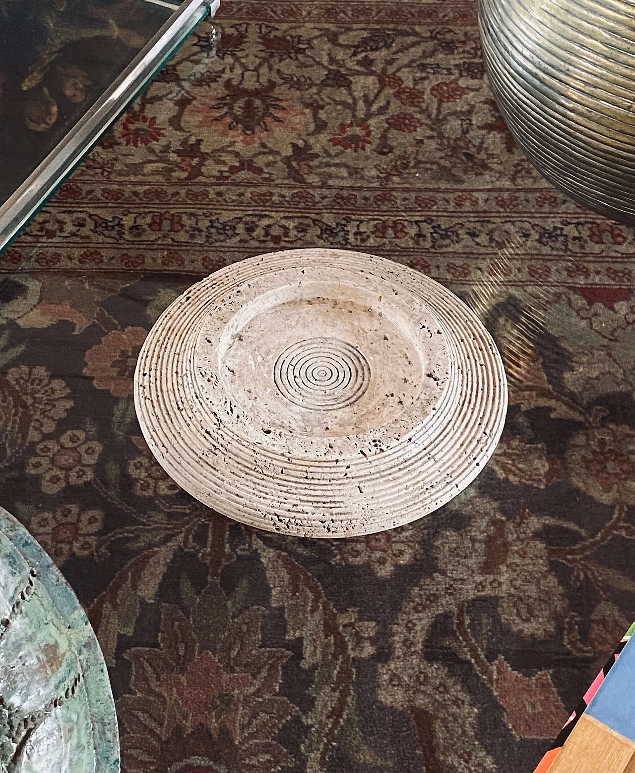 Grooved travertine ashtray by Cerri Nestore, 1970s 8