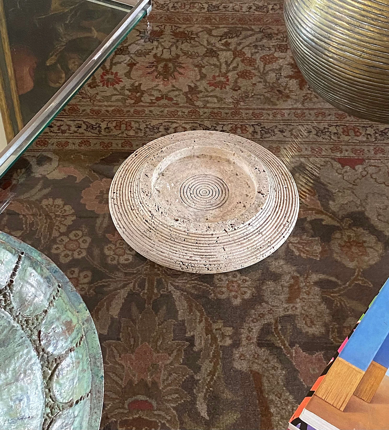 Grooved travertine ashtray by Cerri Nestore, 1970s 9