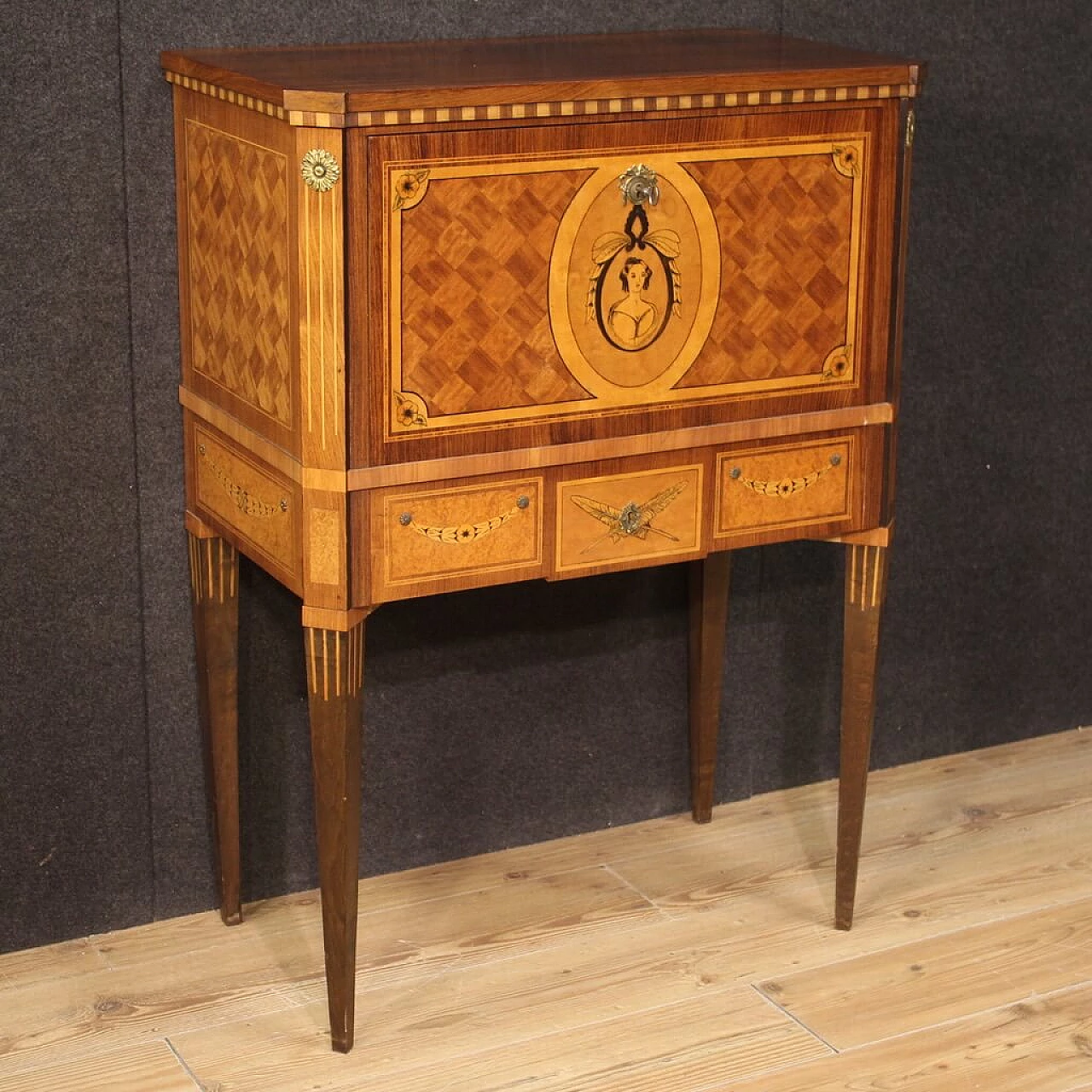 Inlaid secrétaire in Louis XVI style, 1960s 1