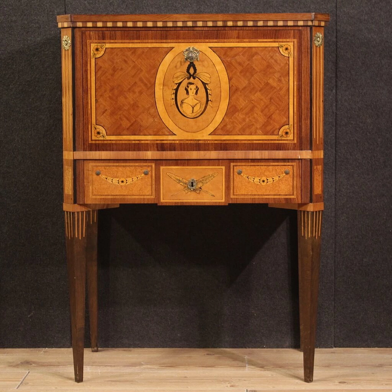 Inlaid secrétaire in Louis XVI style, 1960s 2