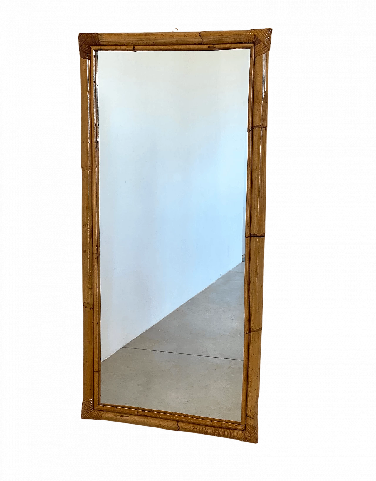 Rectangular wicker and bamboo mirror, 1970s 5