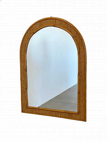 Wicker and bamboo mirror by Dal Vera, 1970s