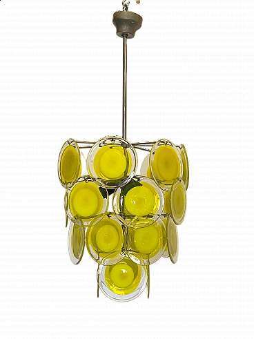 Iron and steel chandelier with glass discs by Vistosi, 1960s