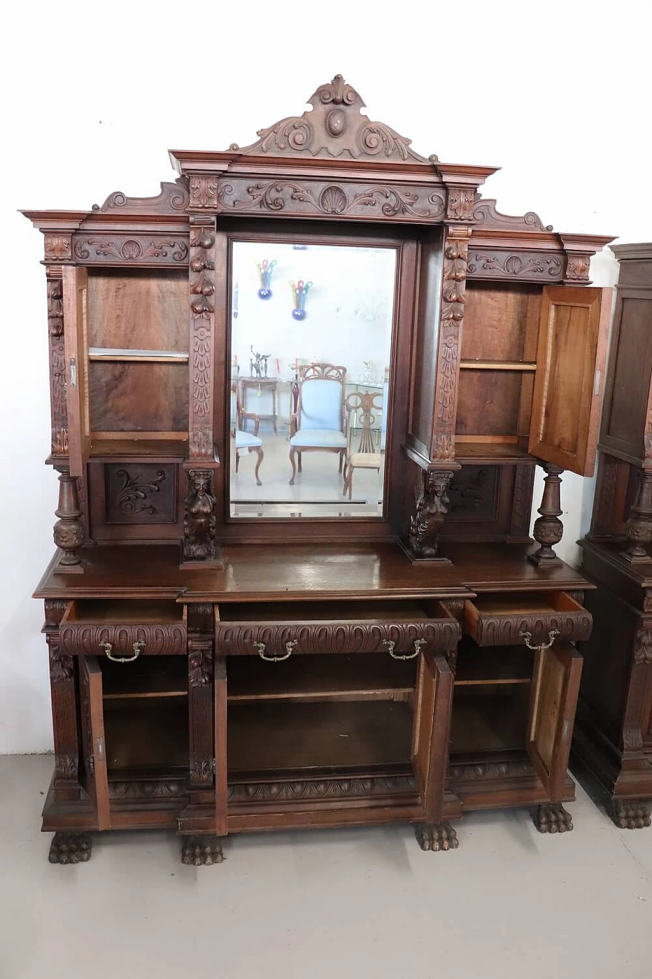 Renaissance-style carved walnut sideboard, 19th century 8