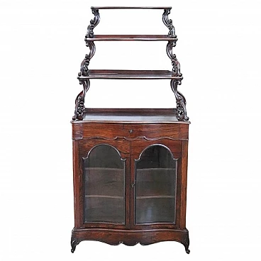 Charles X mahogany glass cabinet with étagère, 19th century
