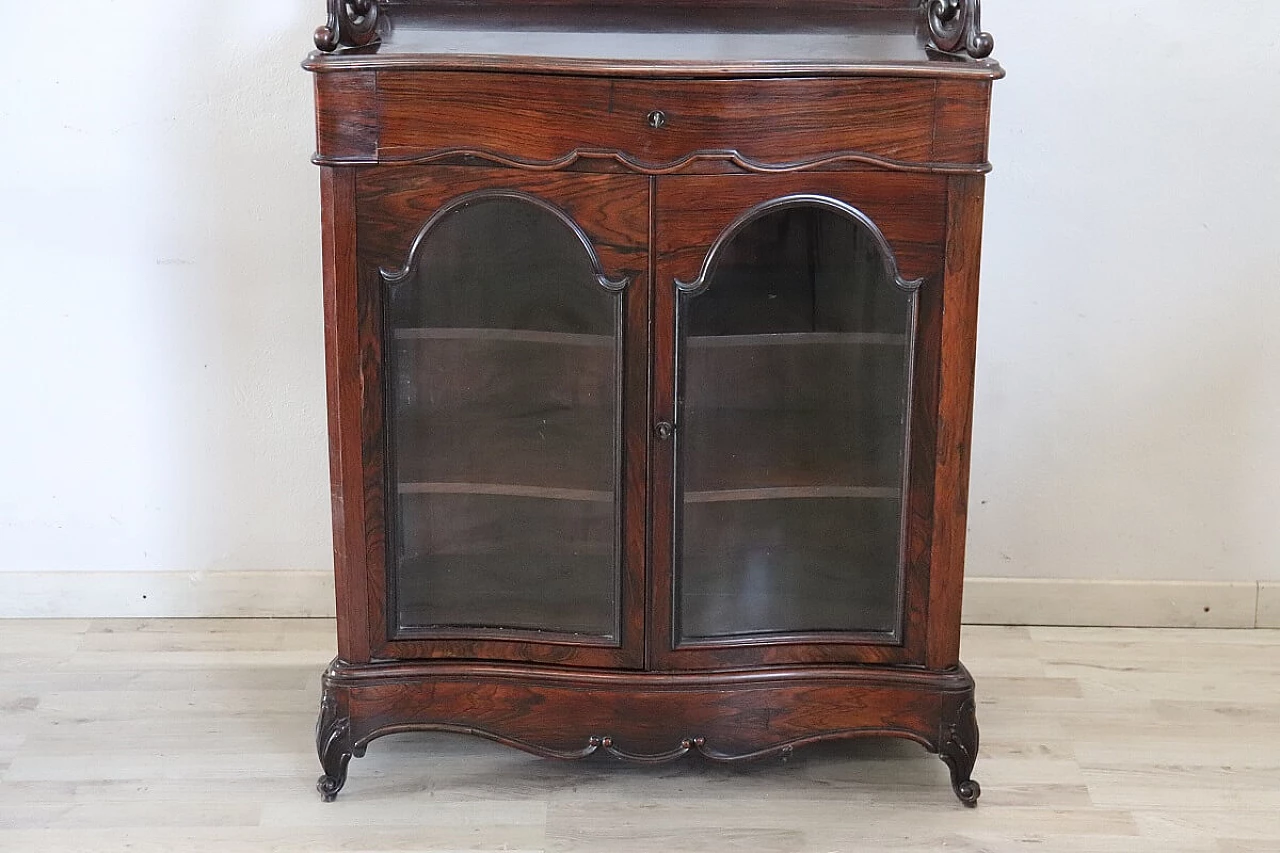 Charles X mahogany glass cabinet with étagère, 19th century 2