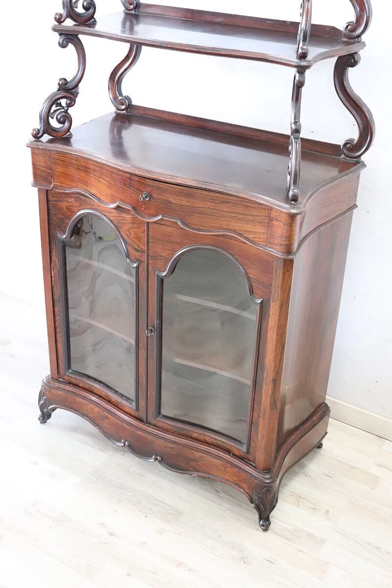 Charles X mahogany glass cabinet with étagère, 19th century 6