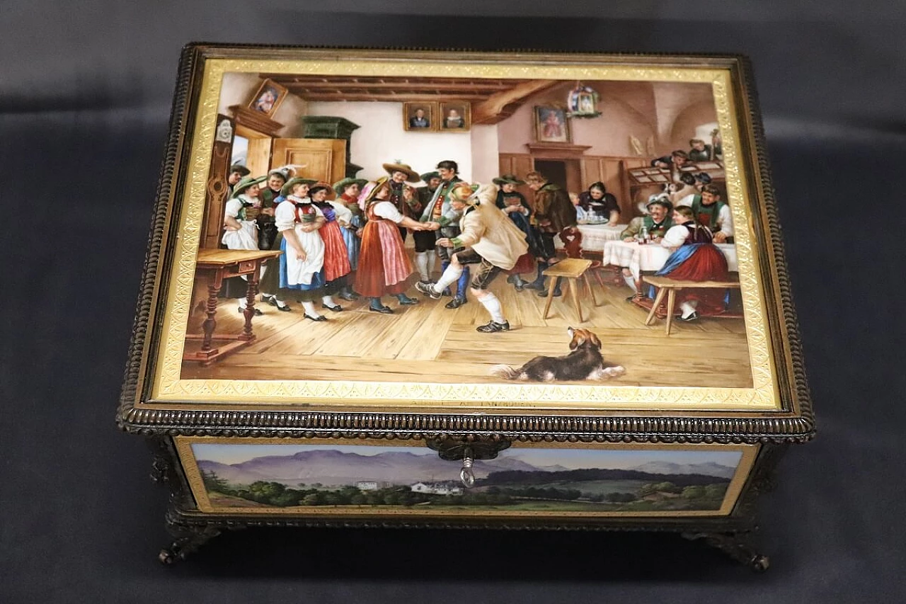 Bronze and hand-painted porcelain jewelry box by KPM, 19th century 3