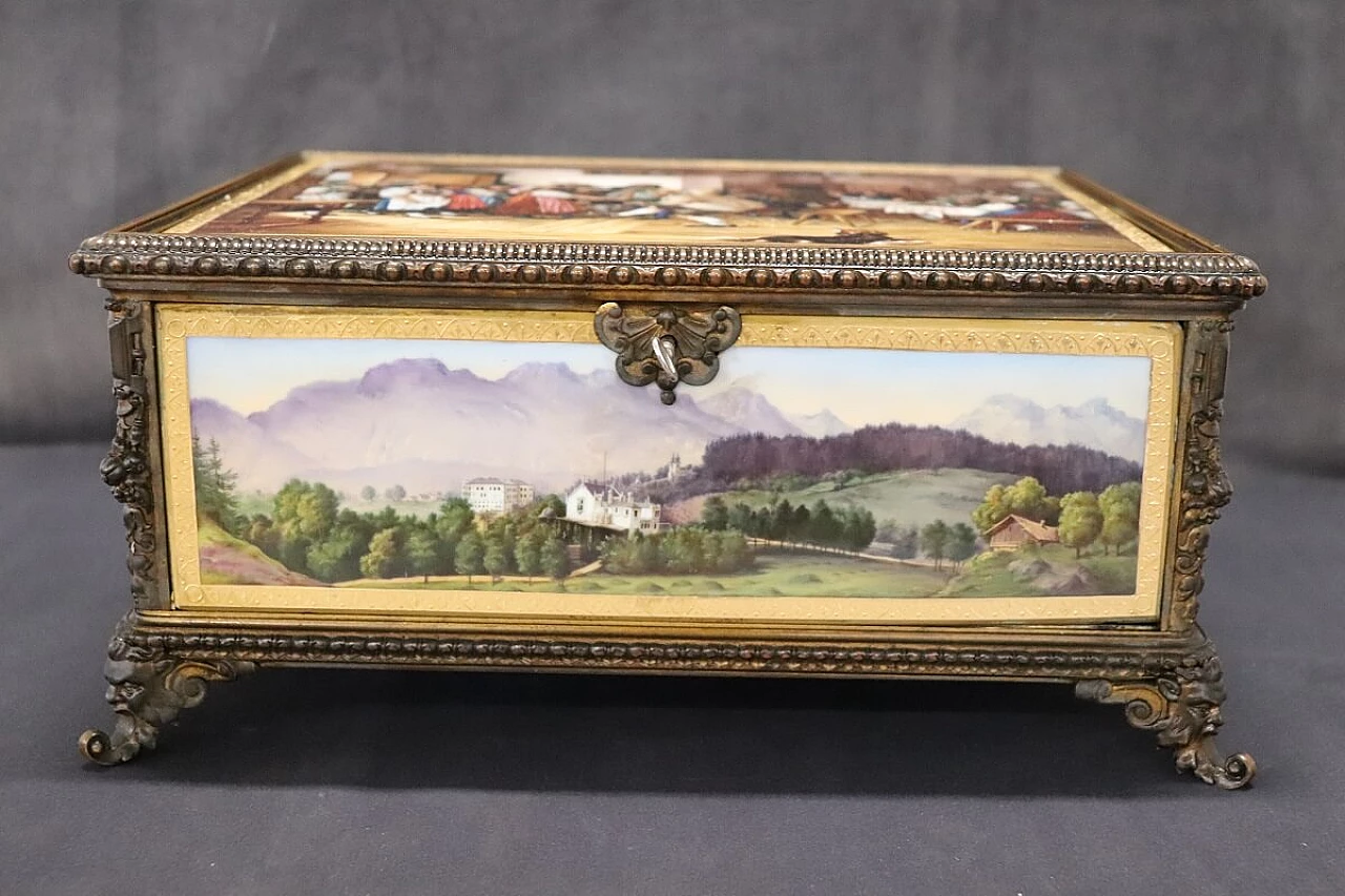 Bronze and hand-painted porcelain jewelry box by KPM, 19th century 4