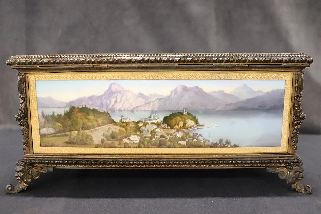 Bronze and hand-painted porcelain jewelry box by KPM, 19th century 6