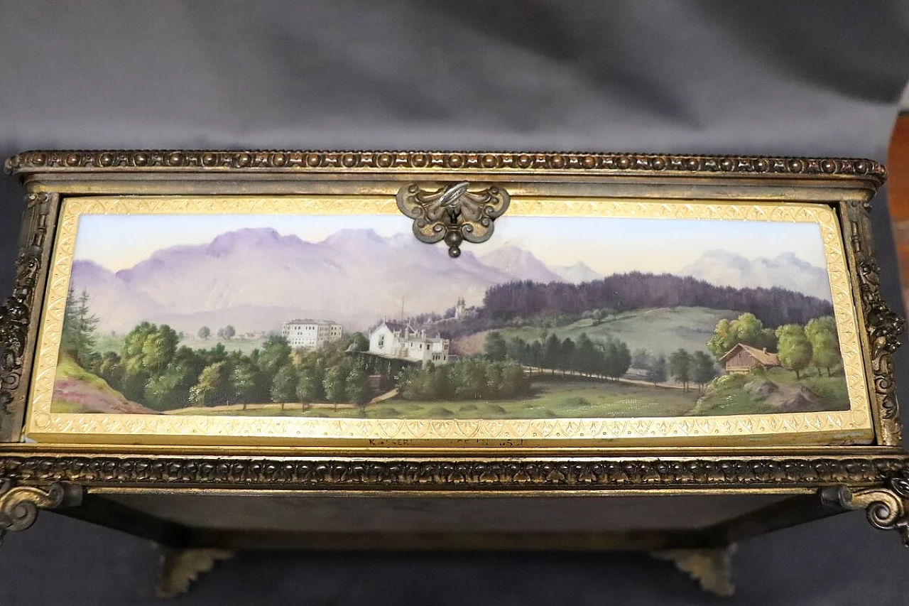 Bronze and hand-painted porcelain jewelry box by KPM, 19th century 15