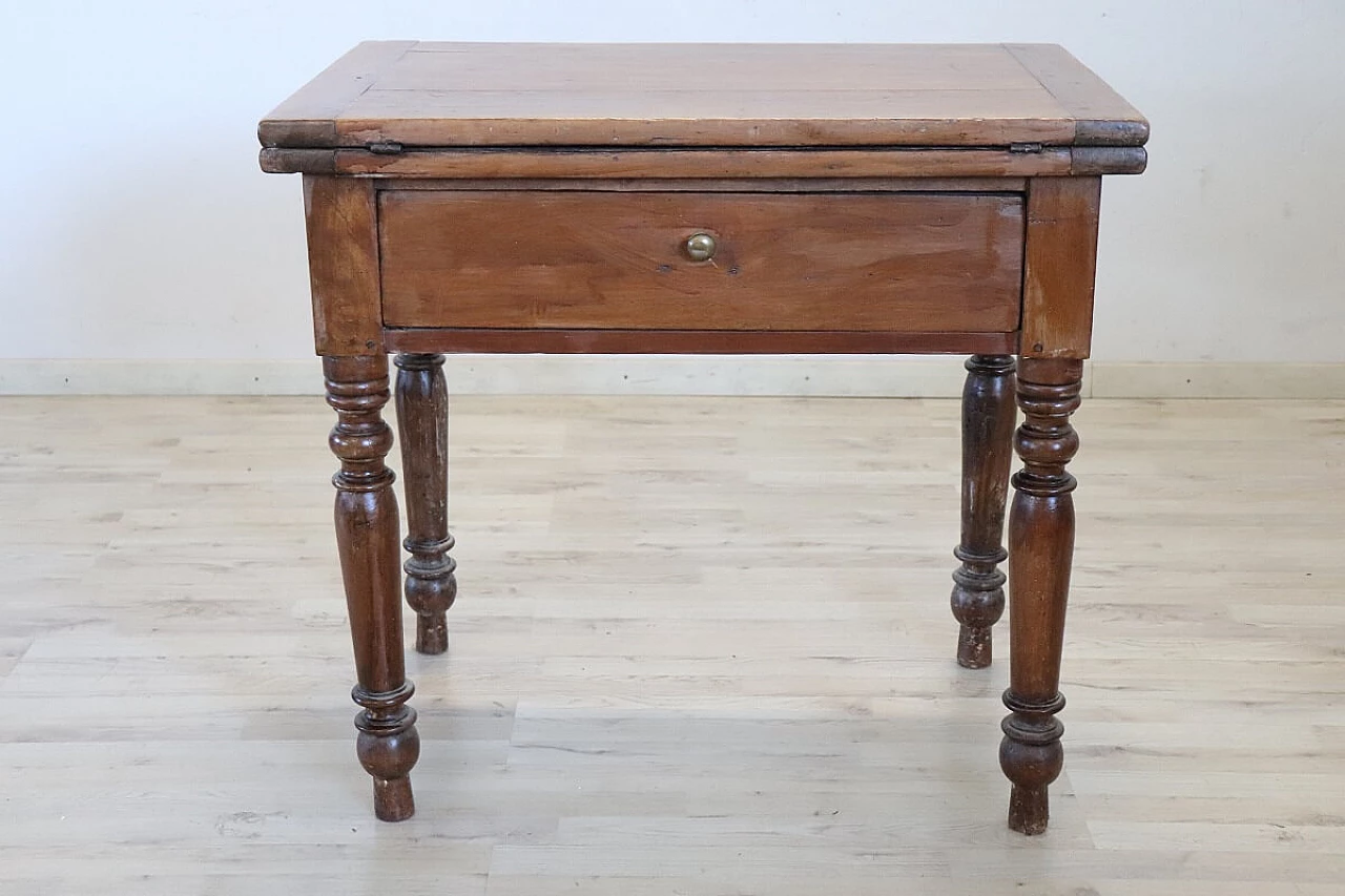 Solid poplar folding kitchen table, 19th century 2