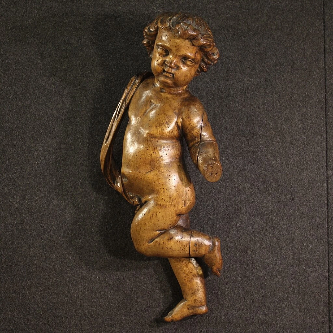 Putto, pear wood sculpture, 19th century 1