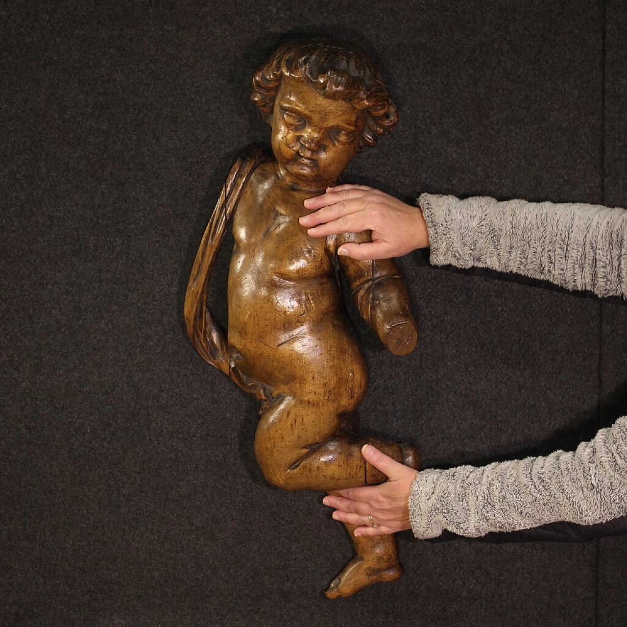 Putto, pear wood sculpture, 19th century 2