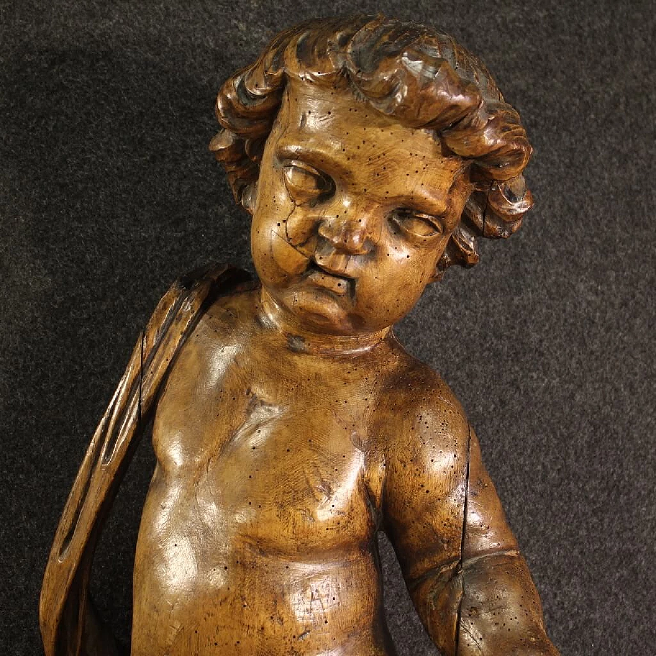 Putto, pear wood sculpture, 19th century 3