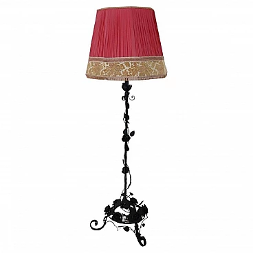 Art Nouveau iron floor lamp with floral decorations, early 20th century