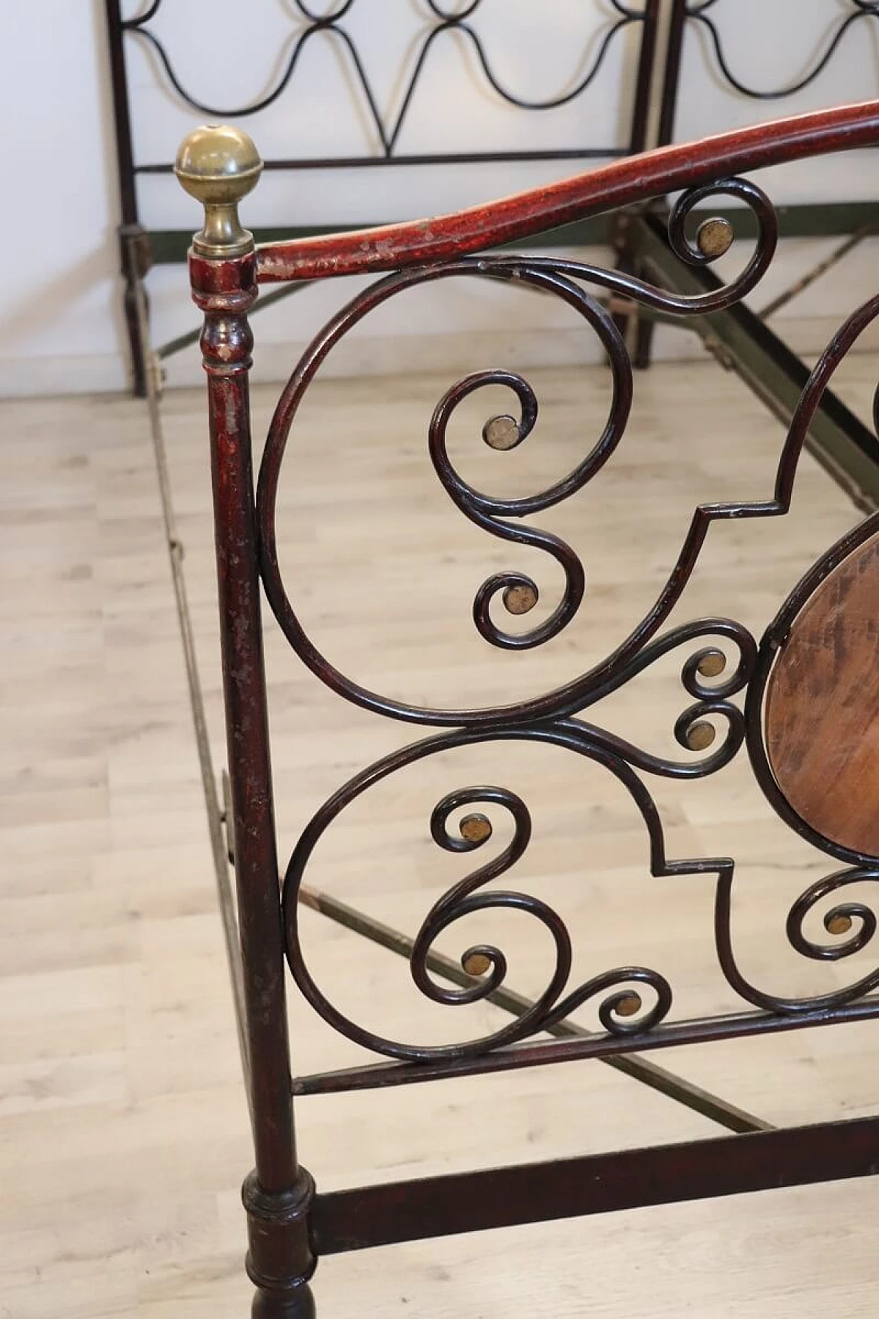 Pair of wrought iron single beds, 19th century 2