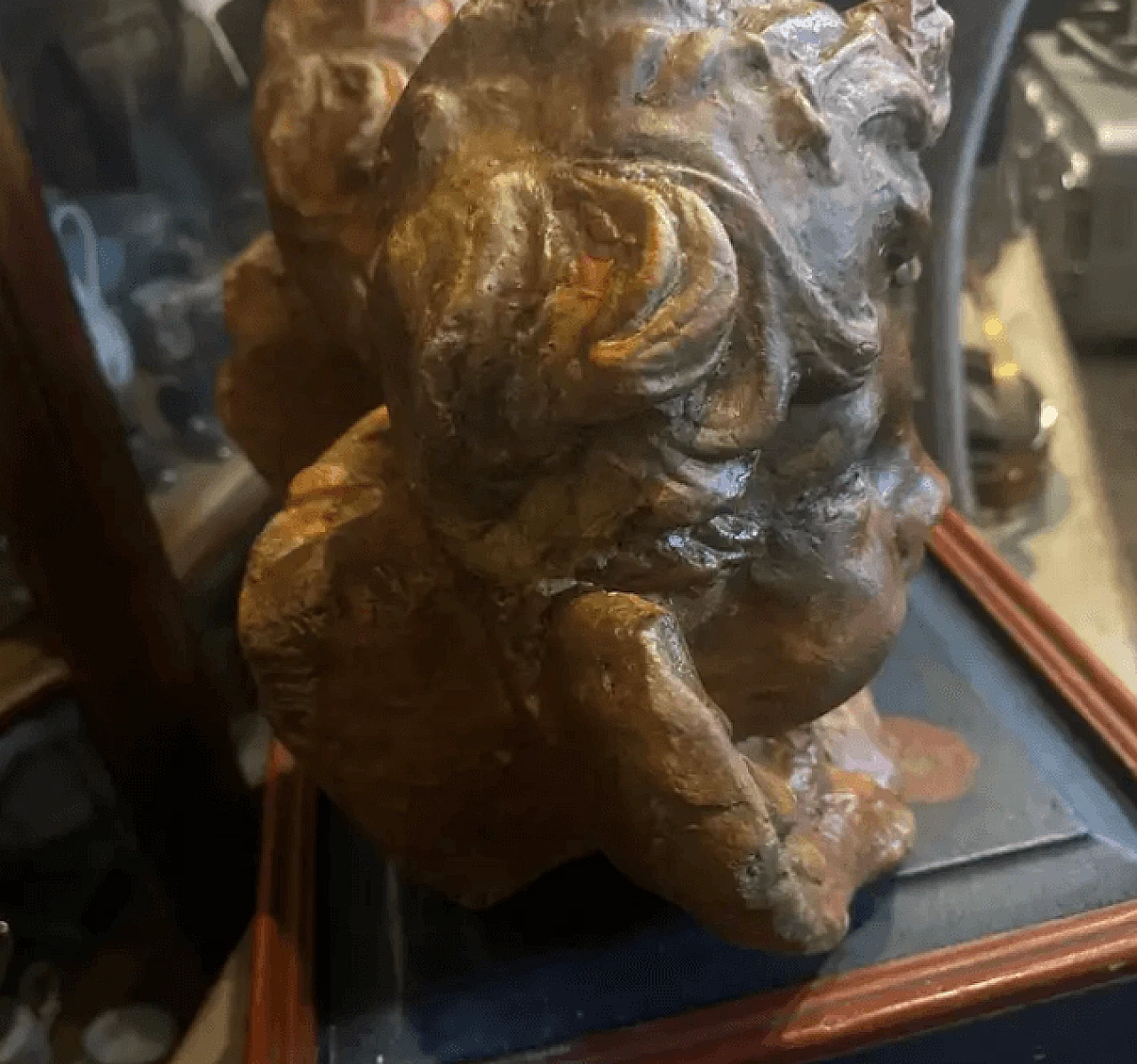 Coppia di angeli siciliani in pietra in stile barocco, anni '30 7