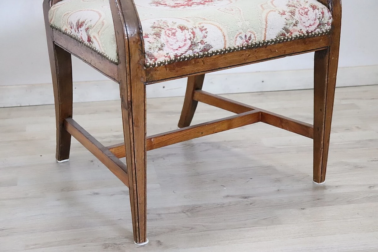 Louis XVI solid walnut armchair with carved lyre back, 18th century 2