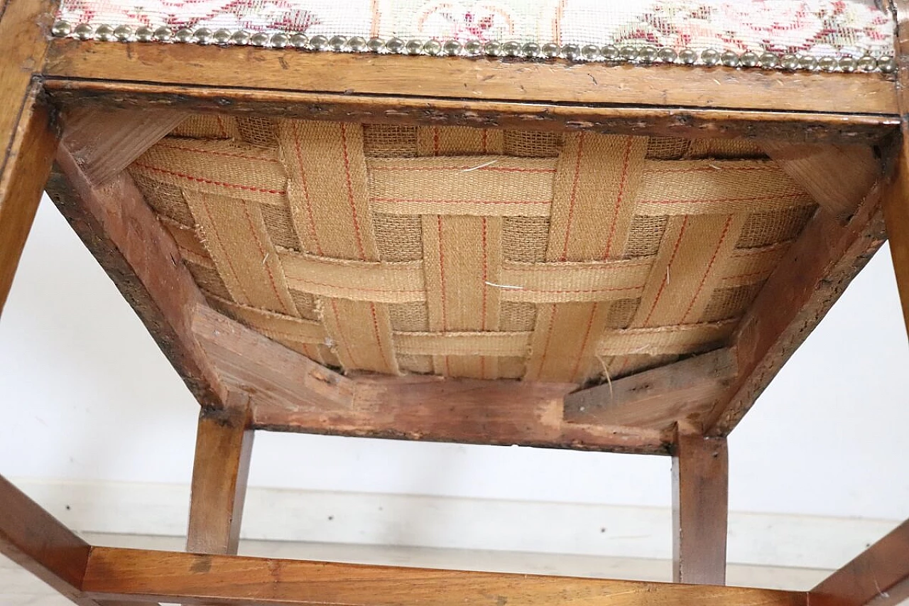 Louis XVI solid walnut armchair with carved lyre back, 18th century 11