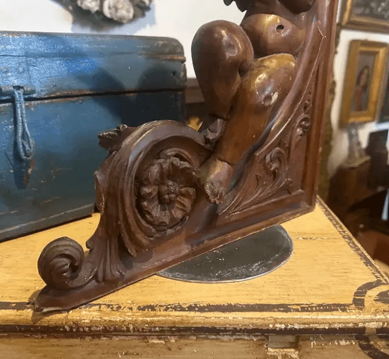 Frammento di angelo siciliano in legno, fine '800 4